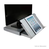 Mind Reader Monitor Adjustable and Portable Reading, Book, Tablet, iPad Stand, Document Holder Metal Riser with Easel, Silver
