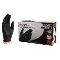 AMMEX GlovePlus Industrial Black Nitrile Gloves, Box of 100, 5 mil, Size XLarge, Latex Free, Powder Free, Textured, Disposable, GPNB48100-BX