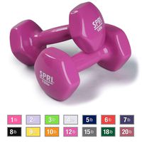 SPRI Dumbbells Deluxe Vinyl Coated Hand Weights All-Purpose Color Coded Dumbbell for Strength Training (Set of 2) (Magenta, 12-Pound)