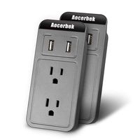Wall Outlet Aocerbek Multi Outlet Wall Mount Adapter Surge Protector with Dual USB Charging Ports Quick Charge 3.0A 2 AC Outlets Extender with Phone/Tablet Stand Holder(Grey，2 Pack)