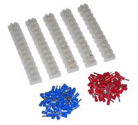 5Pcs 2 Rows 12P Wire Connector Screw Terminal Barrier Block 300V 10A + Insulated Electrical Wire Connector: 22-16 AWG Red/Blue 120 Pcs