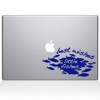 The Decal Guru 1022-MAC-12M-DB Best Wishes Little Fishes Vinyl Sticker, 12" Macbook, Blue