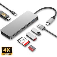 USB C Hub,7-in-1 Type C Adapter with 4K USB C to HDMI,USB C Charging Port,1 USB 3.0 Port,2 USB 2.0 Ports,SD/TF Card Reader,Compatible for MacBook Pro 2016/2017/2018,MacBook air 2018,XPS and More