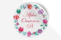 Alpha Omicron Pi Sticker Greek Sorority Decal for Car, Laptop, Windows, Officially Licensed Product, Monogram Design 5" x 5" - Watercolor Floral