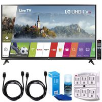 LG 65UJ6300-65 Super UHD 4K HDR Smart LED TV (2017 Model) w/Accessories Bundle Includes, SurgePro 6-Outlet Surge Adapter with Night Light, 2 x 6ft. HDMI Cable & Screen Cleaner For LED TVs