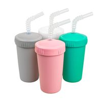 Re-Play Made in The USA 4pk Straw Cups with Reversable Reusable Straw for Baby, Toddler, and Child Feeding - Aqua, Blush, Grey, White (Fresh+)