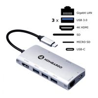 USB C Hub, NOMBARGO 8-in-1 Adapter, USB c dongle with HDMI 4K and 1 Gb ethernet, USB c Dock, USB 3.0 hub Connect Your Devices, for MacBook, PC or Laptops, Prof + Students,Grey.