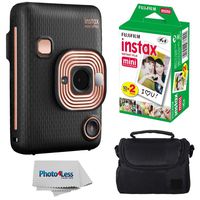 Fujifilm Instax Mini LiPlay Hybrid Instant Camera (Elegant Black) + Fujifilm Instax Instant Film (20 Shots) + Compact Camera Case - Instant Camera Bundle