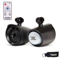 JBL MT8HLB 8" RGB LED Marine Tower Speakers, and a Kicker KMLC LED Controller