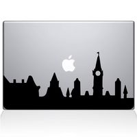 The Decal Guru 2075-MAC-13A-BLA London City Skyline Decal Vinyl Sticker, Black, 13\" MacBook Air