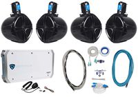4 Rockville RWB80B 8" Wakeboard Marine Speakers+4 Channel Amplifier+Amp Kit