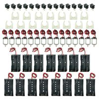 EUDAX 15set Rectangular DC Motor Mini Electric Motor 1.5-3V 24000RPM with 9.8" Lead Wires with 2 x 1.5V AA Battery Holder Case and Motor Mounting Bracket Holder for DIY Toys