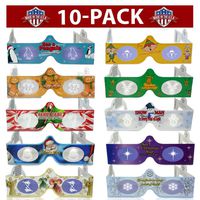 3D Christmas Glasses 10 Pack - Turn Holiday Lights Into Magical Images For A Fun Christmas Experience. Our Holographic Glasses Are Perfect For Entertaining Family, Friends & Colleague