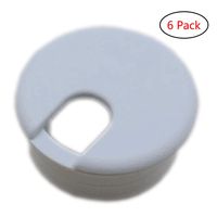 Xntun 6 Pack 1-3/8 Inch Desk Grommet, Plastic Desk Cord Cable Hole Cover Grommet - White