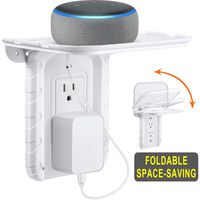 Topcolor Foldable Outlet Shelf, Cable Management, Bulit in Cable Channel, Phone Charging Holder, for Hidden Cord Great for Google Home, DOT, Nest, Security Camera, Smart Speakers(Duplex, N) (Decor-N)