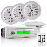 Pyle Marine Stereo Receiver & Speaker Kit with CD Player, AM/FM Radio, MP3/USB/SD Readers, Single DIN, (4) Waterproof 5.25'' Speakers, Splash Proof Cover (PLCD6MRKT)