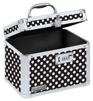 Vaultz Combination Lock Box, 7.75 x 7.25 x 10 Inches, Black and White Polka Dot (VZ03714)