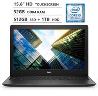 2019 Newest Dell Inspiron 15 15.6" HD LED-Backlit Touchscreen Laptop, Intel Core i5-8265U up to 3.90GHz, 32GB RAM, 512GB PCIe NVMe M.2 SSD + 1TB HDD, HDMI, Wireless-AC, Bluetooth, Windows 10, Black