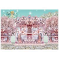 Allenjoy 7x5ft Pink Carnival Backdrop Carousel Ferris Wheel Circus Brick Floor Pink Glitter for Girl First 1st Birthday Party Photography Event Table Decor Banner Background Baby Shower Photo Booth