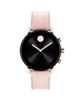Movado Connect 2.0 Unisex Powered with Wear OS by Google Stainless Steel and Pink Leather Smartwatch, Color: Pink (Model: 3660023)