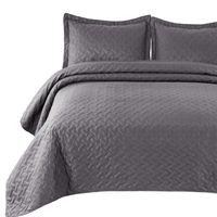 Bedsure Quilt Set Grey King Size (106x96 inches) - Basket weave Pattern Bedspread - Soft Microfiber Lightweight Coverlet for All Season - 3 Piece (Includes 1 quilt, 2 shams)