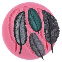 Funshowcase 4 Cavities Feather Pattern Silicone Cake Decorating Mold for Sugarcraft, Chocolate, Fondant, Resin, Polymer Clay, Soap Making