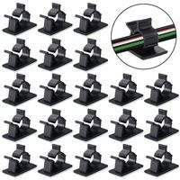 Viaky 30 Pcs Black Cable Wire Clips Adjustable Nylon Wire Holder Adhesive Cable Management Suitable for Maximum Diameter 0.6 inch (15.4mm) Cables