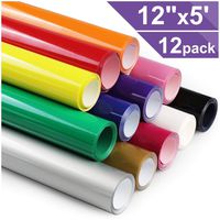 Heat Transfer Vinyl HTV for T-Shirts 12 Inches by 5 Feet Rolls (12 Pack)
