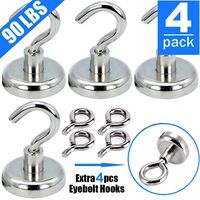 90LBS Premium Magnetic Hooks Extra 4 Eyebolt Hooks - Heavy Duty Magnetic Hooks for Cruise Cabins,Home,Office,Classroom,Locker
