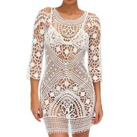 Boomboom Bikini Cover Up, Sex Beach Cover ups Crochet Teen Girls Swimwear Cover ups Dress Ladies Bathing Suit Cover ups (White)