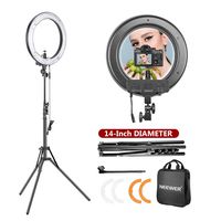 Neewer 14-inch Outer 12-inch Inner Dimmable Ring Light Lighting Kit - 50W Fluorescent Continuous Ring Light, Light Stand, Ball Head,Filter for Portrait Makeup Photography YouTube Studio Video Shooting