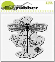 STAMPENDOUS CRP119 Cling Rubber Stamp, Dragonfly Vine