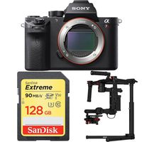 Sony a7R II Mirrorless Interchangeable Lens 42.4MP Camera with DJI Ronin M 3-Axis Brushless Gimbal Stabilizer and Sandisk 128GB SDXC Memory Card Bundle