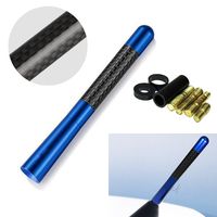 CK FORMULA (1 Pc) Universal Dark Navy Blue 4.7in / 12cm Real Carbon Fiber Screw Type Short Stubby Vehicle Antenna Mast