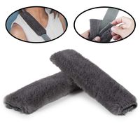 Lebogner Car Seat Belt Shoulder Pad, 2 Pack Soft Harness Cushion Protector, Comfortable Genuine Sheepskin Safety SeatBelt Strap Cover For Adult & Kid, Also Good For Backpack, Shoulder Bag & More, Grey