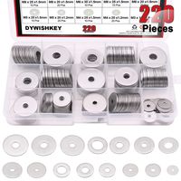 DYWISHKEY 220Pieces 15 Sizes Large Fender Washer Assortment Kit, 304 Stainless Steel (M3 M4 M5 M6 M8 M10 M12)