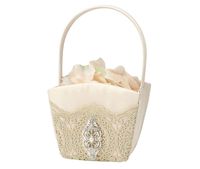 Lillian Rose Vintage Gold Lace Wedding Flower Girl Basket