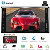 Double Din 7'' HD Touch Screen Car Radio, Car MP5 Player Supports Bluetooth Android/iPhone Mirror Link FM Radio AUX TF/USB+ 4LED Lights Rearview Camera for Toyota Corolla