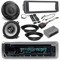 1996-13/2006-13 Harley Davidson Package - Kenwood CD USB Bluetooth Marine Radio Radio, 2X Kenwood 6.5" Speakers, Dash Radio Install Kit, Speaker Adapters, Thumb Control Interface, Antenna