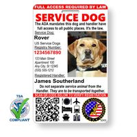 Just 4 Paws Custom Holographic QR Code Service Dog ID Card with Registration to Service Dogs Registry with Strap - Portrait Style