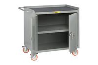 Little Giant MCM3-2D-2436-TL 14 Gauge Steel Locking Doors Mobile Bench Cabinet with Center Shelf and Non-Slip Vinyl Top, 1200 lbs Capacity, 36" Width x 24" Depth