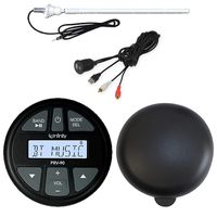 Enrock Marine Boat Audio Package: AM/FM Bluetooth AUX/USB Gauge Style Stereo PRV-90 Receiver, USB/AUX Interface Mount, AM/FM Antenna, Radio Cover