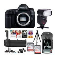 Canon EOS 5D Mark IV Digital SLR Camera Bundle (Body Only) + Professional Accessory Bundle w/Zoom Intelligent TTL Flash & Double 64GB SD Card + 62 Inch Proline Tripod + Spare Battery + Advanced Kit