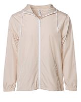 Global Men's Hooded Lightweight Windbreaker Winter Jacket Water Resistant Shell (Khaki/White, Medium)