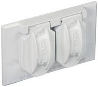 Hubbell-Raco 5180-1 2-Hole Weatherproof Device Cover, 4-9/16 in L X 2-13/16 in W X 1 in T, White