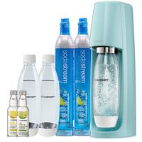 SodaStream Fizzi Sparkling Water Machine Bundle (Icy Blue) with CO2, BPA free Bottles, and 0 Calorie Fruit Drops Flavors