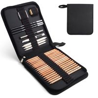 29 Pieces Professional Sketch & Drawing Art Tool Kit with Graphite Pencils, Charcoal Pencils, Paper Erasable Pen, Craft Knife-Lightwish (Without Sketchbook, with Zipper Case)