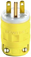 Leviton 1449 15 Amp, 250 Volt, Straight Blade, Plug, Industrial Grade, Grounding, Dustguard, Yellow