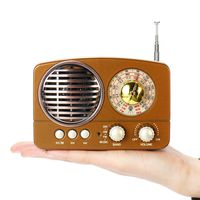 Vintage Retro Portable Bluetooth Radio Bass Speaker AM FM SW MP3 Player Wireless (Dark Wood Grain)