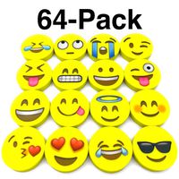 Emoji Erasers, OHill Pack of 64 Pack Emoji Pencil Erasers 16 Emoticons Novelty Erasers for Party Favors School Classroom Prizes Rewards